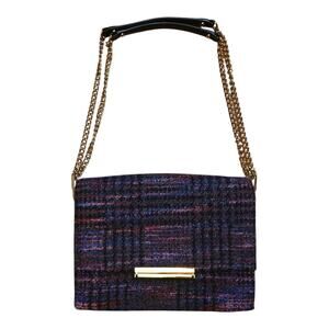 Kate Spade Emerson Place Lenia Tweed Purple Gold Hardware Shoulder Bag Crossbody